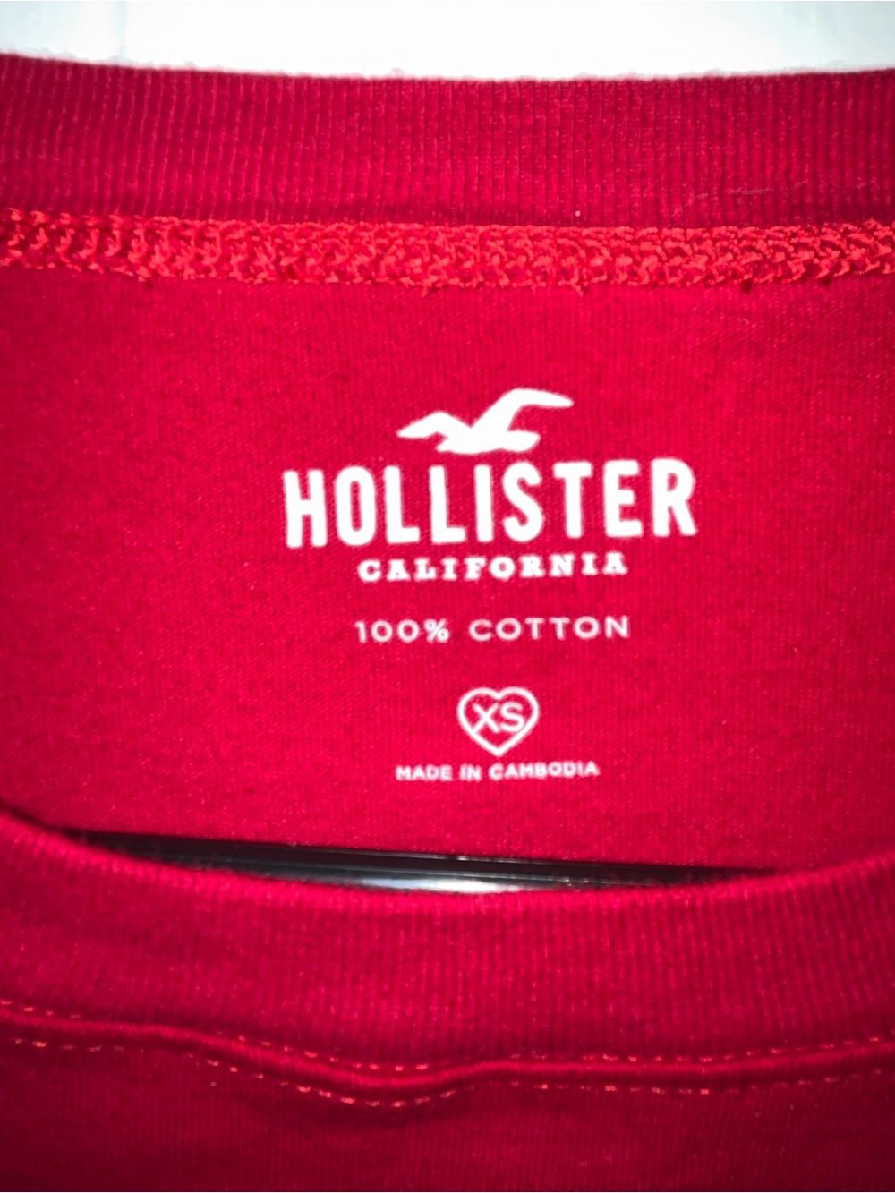Hollister Bright Red Cotton Logo Tee - Picture 2 of 4